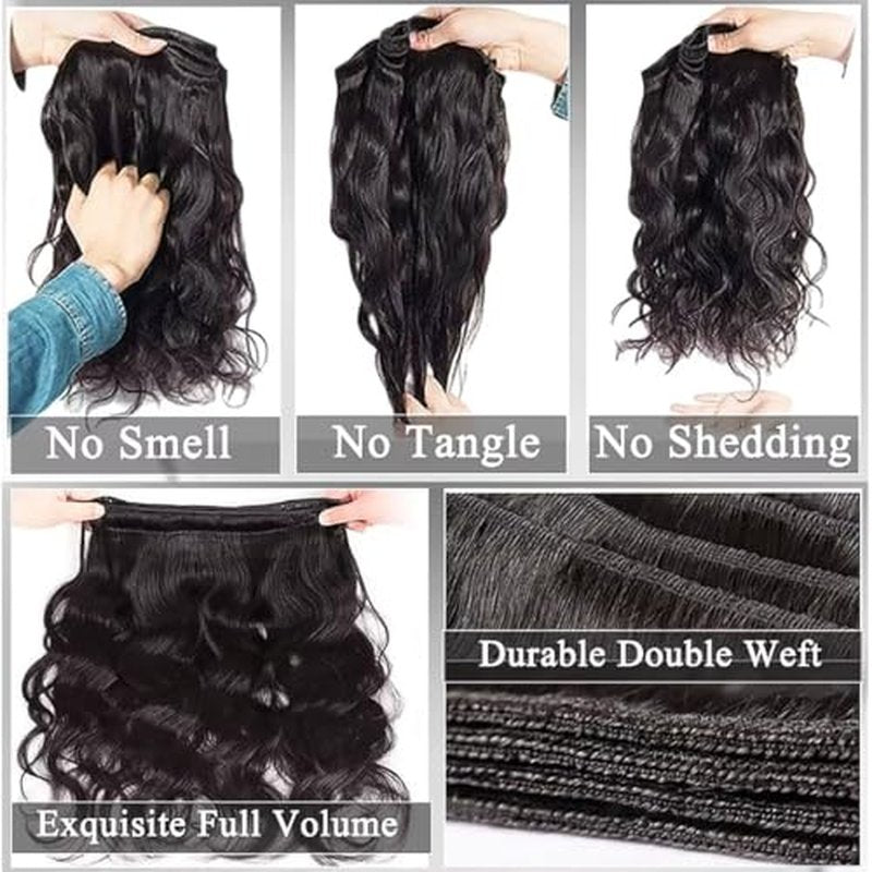 16A Raw Body Wave Human Hair Bundles 14 16 18 Inch Brazilian Virgin 100% Unprocessed 3 Bundles Human Hair Hight Quality Hair for Black Women Natural Color