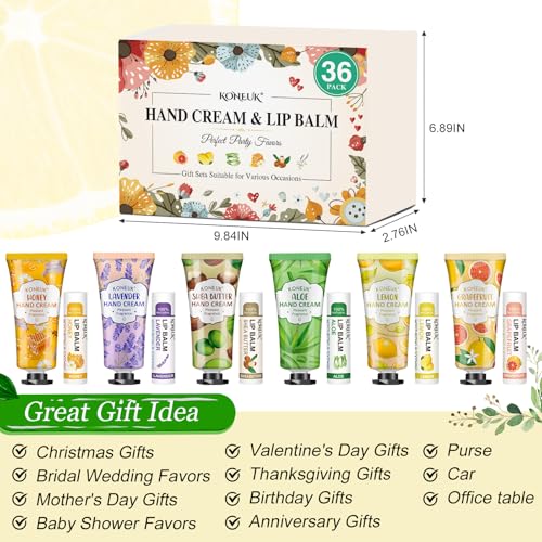 36 Pack Hand Cream Bulk and Lip Balm Bulk Sets, Stocking Stuffers for Women, Thank You Gifts and Christmas Gifts for Guests with Thank You Card Organza Bags, Birthday Gifts, Bulk Gifts, Small Gifts