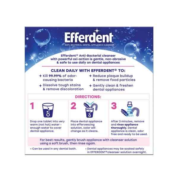 Efferdent Retainer & Denture Cleaner Tablets, Complete Clean, 44 Count, (Pack of 3)