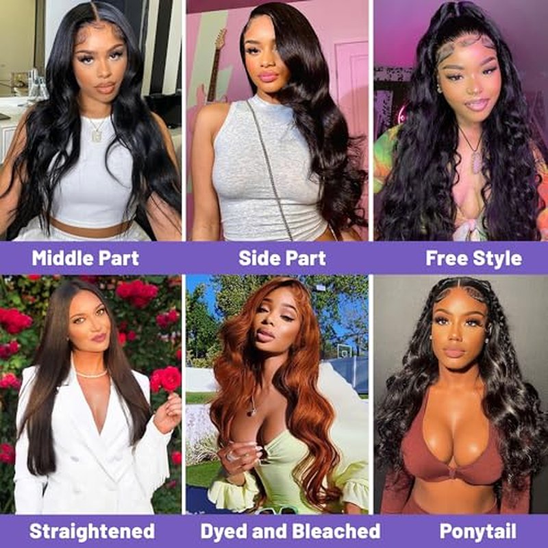 13x6 Lace Front Wigs Human Hair Body Wave 26 Inch HD Lace Frontal Wigs Human Hair Body Wave Human Hair Wig for Women 210% Density Pre Plucked with Baby Hair Natural Black