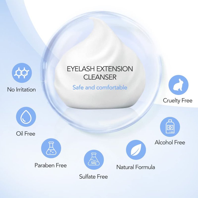 Eyelash Extension Cleanser Lash Shampoo Eyelash Extension Shampoo Lash Foam Cleanser Eyelid Cleanser for Makeup Remover Eyelash Care, Paraben & Sulfate Free for Salon and Home Use (Original 600ml)