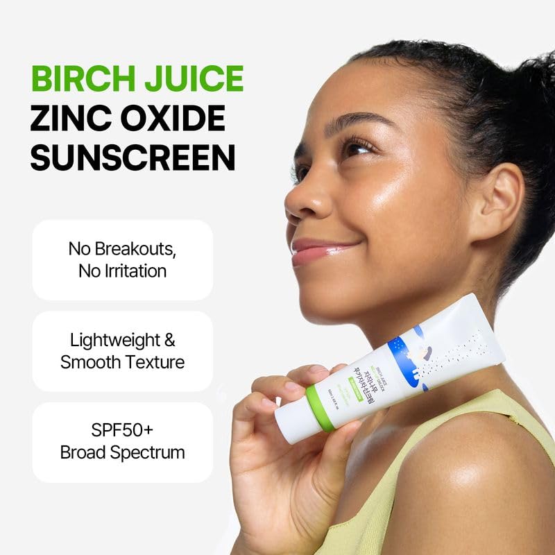 Birch Juice Mild-Up UV Lock SPF 50+ Sunscreen - Lightweight Zinc Oxide Formula for Sensitive Skin | 1.69 Fl Oz