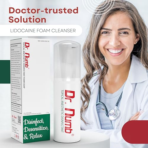 Dr. Numb 4% Lidocaine Foaming Soap with Benzethonium Chloride ? Numbing Wash for Local and Anorectal Uses ? 1.7 oz (3 Bottles)