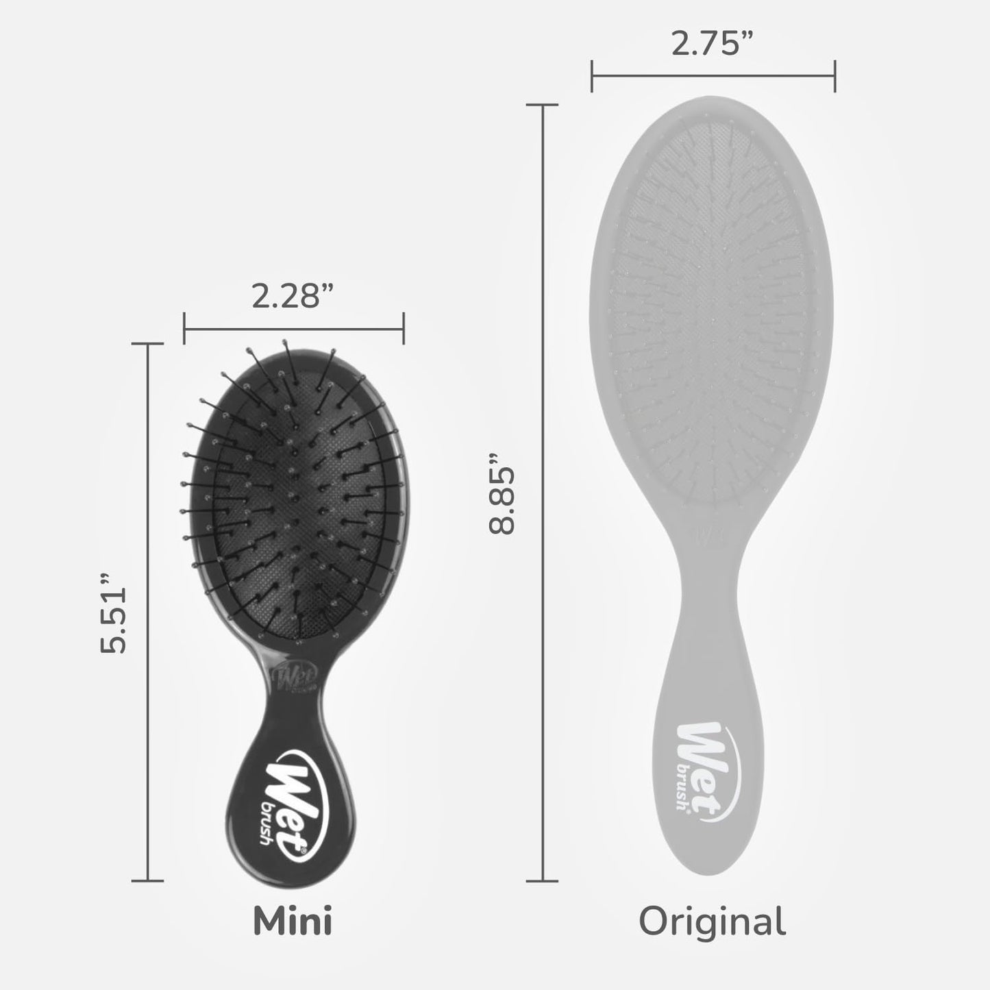 Detangling Brush - Mini Wet & Dry Hair Brush for Tangle-Free Styling | Soft Flexible Bristles for All Hair Types - Black