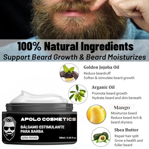 Para Barba, Crecimiento De Barba Para Hombre, Beard Stimulating Balm Beard Cream, Estimulante De Barba Ultra Potente, Beard Balm for Men Growth Oil, Balsamo Negro Moisturizes Strengthens (1PCS)
