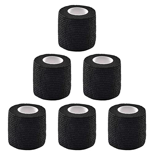 Tattoo Grip Cover Wrap - Romlon 6pcs Disposable Cohesive Tattoo Grip Wrap Self Bandage Wrap Elastic Tattoo Grip Tape Tube for Tattoo Machine Tattoo Grip Accessories Sports Tape Cover