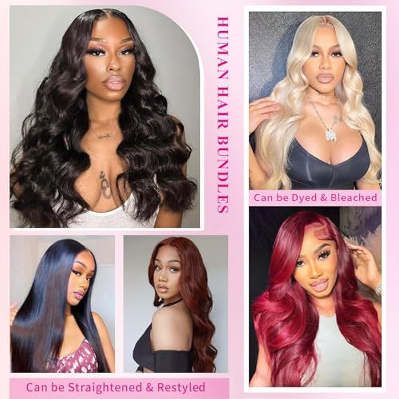 Selina Body Wave 3 Bundles Human Hair with Closure 20 22 24 +18 Inch 4x4 Free Part Lace Closure Human Hair 100% Unprocessed Brazilian Virgin Deals Hair Extensions Quick Weave Bundle Natural Black