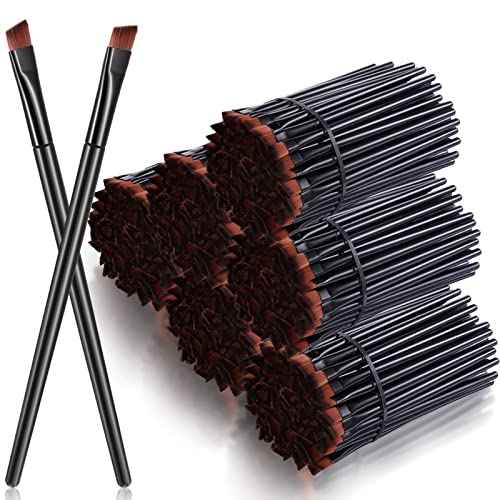300 Pcs Disposable Eye Brow Brush Multifunction Eyebrow Cosmetic Brushes for Eyebrows Portable Angled Professional Brow Tint Esthetician Supplies Bulk(Black)