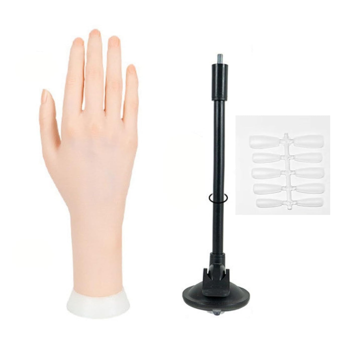 Realistic Nail Practice Hand - Flexible & Bendable Training Tool for Nail Art | Includes Holder & Display Stand