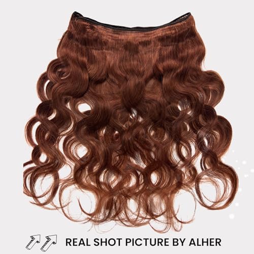 ALHER Reddish Brown Bundles Body Wave Human Hair 12A Brazilian Virgin Remy Wavy Hair 3 Bundles Auburn Brown Copper Red Colored Thick Sew In Weave 33B Color 10 12 14 Inch
