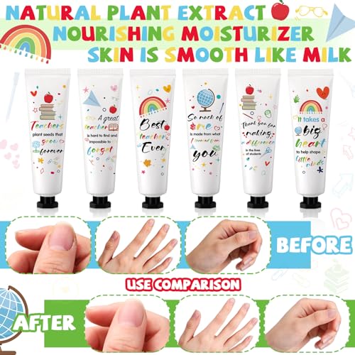 12 Set Christmas Teacher Appreciation Gifts Hand Cream Set Moisturizing Hand Lotion Thank You Teacher Gifts Travel Size with Cards Organza Bags for Dry Cracked Mother's Day