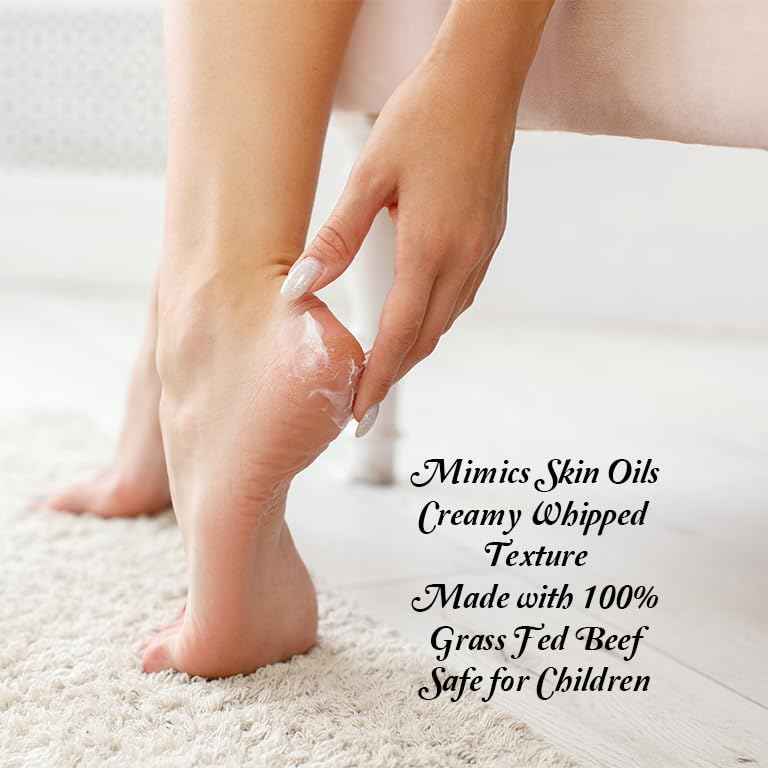 100% Grass Fed Beef Tallow for Skin Care - Face + Body - Whipped Moisturizer - 4 oz. - with 100% Pure Essential Oils - Frankincense Myrrh