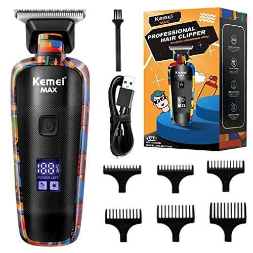 KEMEI KM-MAX5090 Professional Hair Clippers for Men Cordless, LCD Display Graffiti Clippers Barber Electric Trimmer Haircut Machine Kit, Rechargeable Beard Trimmer, Gifts for Dad Boyfriend