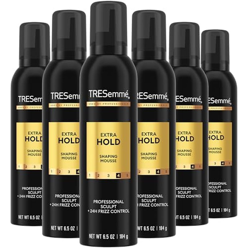 TRESemm? Shaping Mousse, Extra Hold 6-Pack ? Alcohol-Free, Non-Drying Hair Mousse for Sculpting, 24H Frizz Control, 6.5 Oz Ea