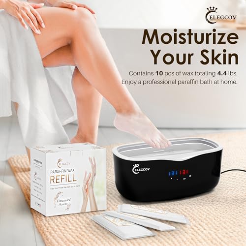 Paraffin Wax Refills-10 Pack Unscent Paraffin Wax for Hand and Feet, Parrafin Wax Blocks for Wax Machine, Parafin Wax Bath, Relieves Muscle Fatigue, Deeply Hydrates, Moisturizes and Nourishes