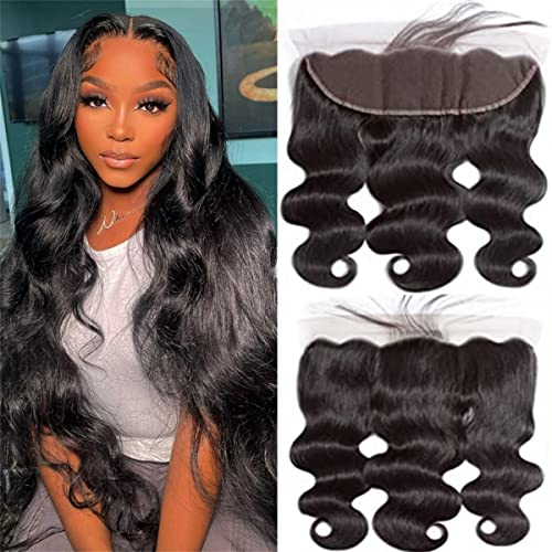 13x4 Body Wave HD Lace Frontal Human Hair 20 Inch Body Wave Ear to Ear Transparent Lace Frontal Only 100% Unprocessed Brazilian Virgin Human Hair Closure Pre Plucked with Baby Hair