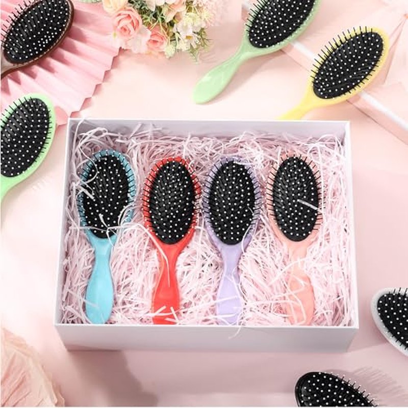Suclain 80 Pieces Hair Brushes for Women Travel Detangling Brush Soft Bristles with Cushion Base Drying Detangler Small Hair Brushes for Women, 10 Colors