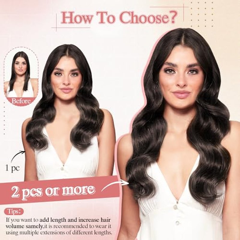 One Pieces Clip in Hair Extensions Human Hair Upgraded V-Shaped 5 Clips in Hair Extensions Human Hair Long Hairpiece For Women,18 Inch,#4P27 Medium Brown mixed Dark Blonde,70g