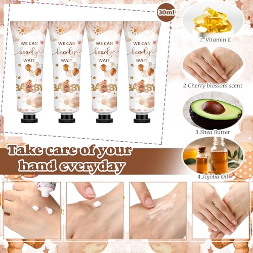 50 Sets Baby Shower Hand Cream with Organza Bag Thank You Card Baby Shower Wedding Gifts for Guests Bridal Wedding Favors for Guests, Thank You Gifts for Women(Brown Bear)