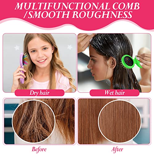 Hoolerry 24 Pcs Folding Travel Hair Brush with Mirror Round Folding Mini Hair Brush Compact Bulk Portable Small Brush Hair Combs for Women Girls Men Makeup Operation Christmas, 6 Colors