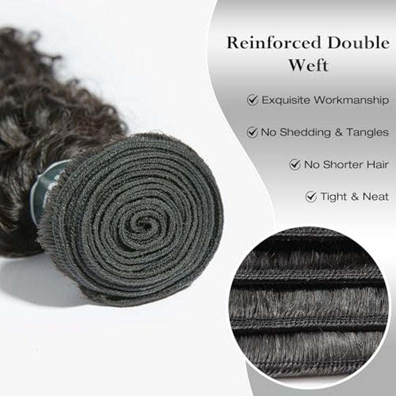 ASHINE Human Hair Bundle Deep Curly Water Wave, Unprocessed Cambodian Raw Hair 24 Inch, Flip Over Quick Weave Wet and Wave Bundles for Women Natural Black