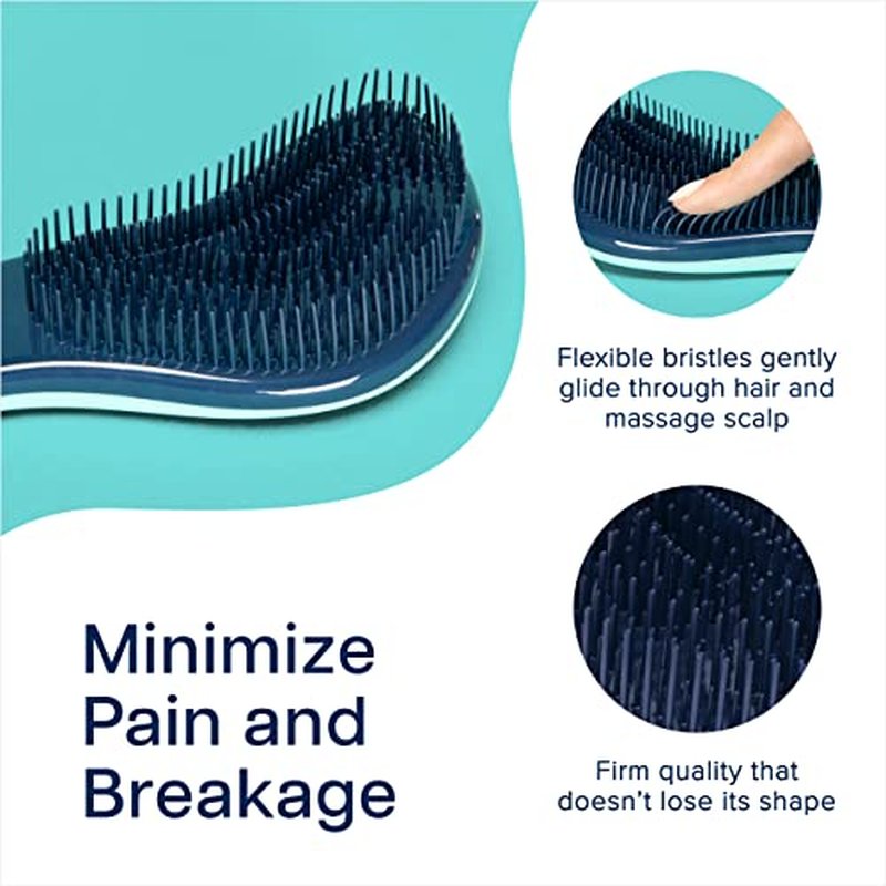 Crave Naturals Glide Thru Detangling Hairbrush That Glides Through Tangles for Wet, Dry and Damaged Hair - Gentle Detangler Styling Tool for Adults, Kids, Men and Women - 7.5 x 3 in, Turquoise