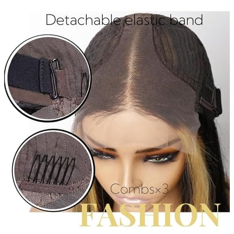 Highlights Bob Wigs Human Hair, Wear and Go Glueless Wigs 5x5 HD Lace Front Short Straight Bob Wigs Pre Plucked Pre Cut for Black Women Transparent Closure Virgri Wigs 180% Density 12 Inch