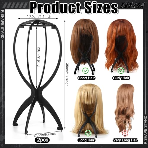 2 Pack Wig Head Stand, Travel Wig Holder Hat Wig Display for Styling for Women Multiple Wigs, Hair Length Under 40cm/15.74in