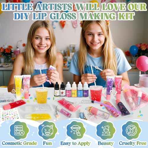 Make Your Own Lip Gloss Kit, JCOOS Lip Gloss Making Kit, 94PCS Fun Keychain DIY Lipgloss Sets for Girls, Flavored Moisturizing Glitter Lip Kit, Kids Lip Gloss, Tween Girls Trendy Stuff Christmas Gifts
