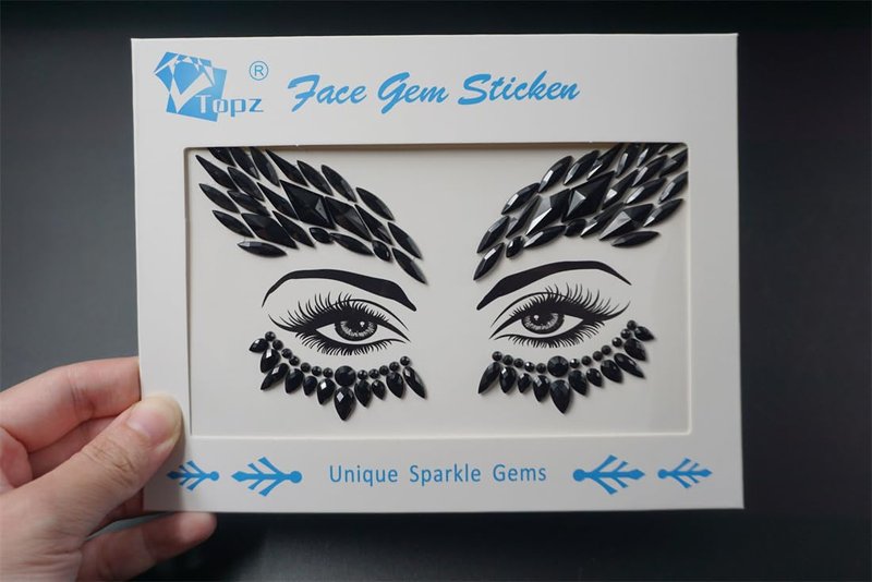 black face jewels tattoo eye sticker festival body sticker black gems holidays halloween decoration temporary tattoo for skin