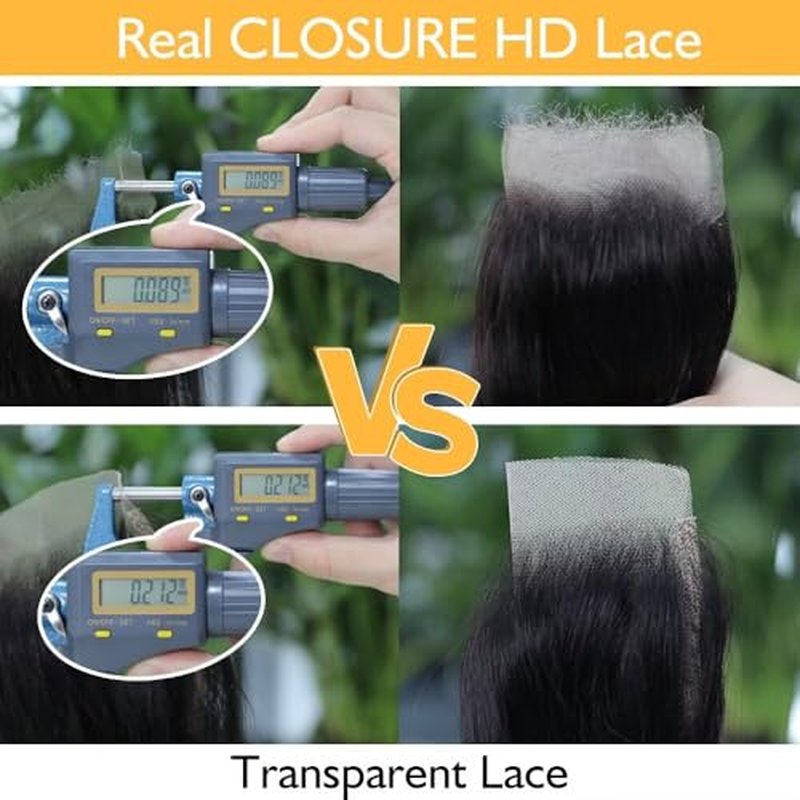 5x5 HD Lace Closure Brazilian Virgin Human Hair Straight 18 Inch Natural Black Single Knot Invisible Pre-Plucked Ultra-Thin Lace Part Closure For Black Women
