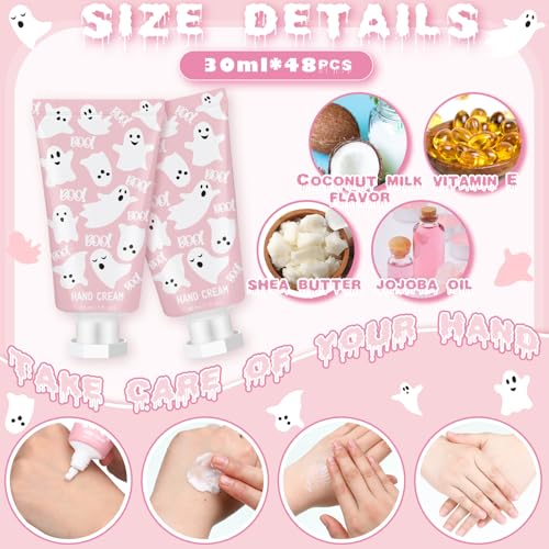 48 Sets Pink Ghost Boo Hand Cream Gifts Bulk Halloween Hand Cream Travel Lotion Size Baby Shower Party Gifts Favors Pink Ghost Halloween Birthday Party Supplies for Guest