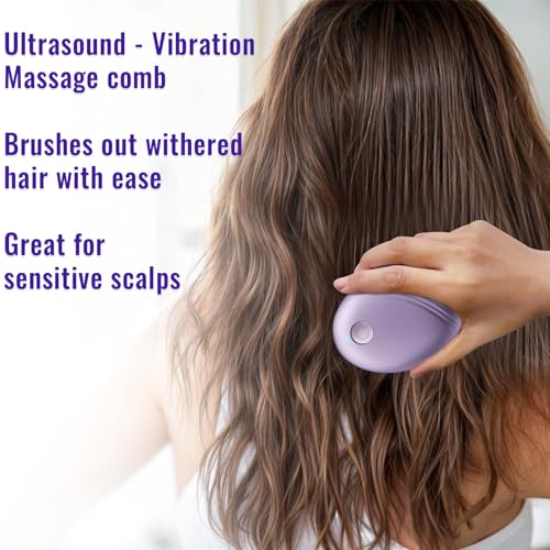 Scalp Massager Hair Growth Brush - Electric Head Massager Relax Scalp Stress - Unique Birthday Gifts for Women - Sonic Vibration Comb for Stimulating Follicles - Purple