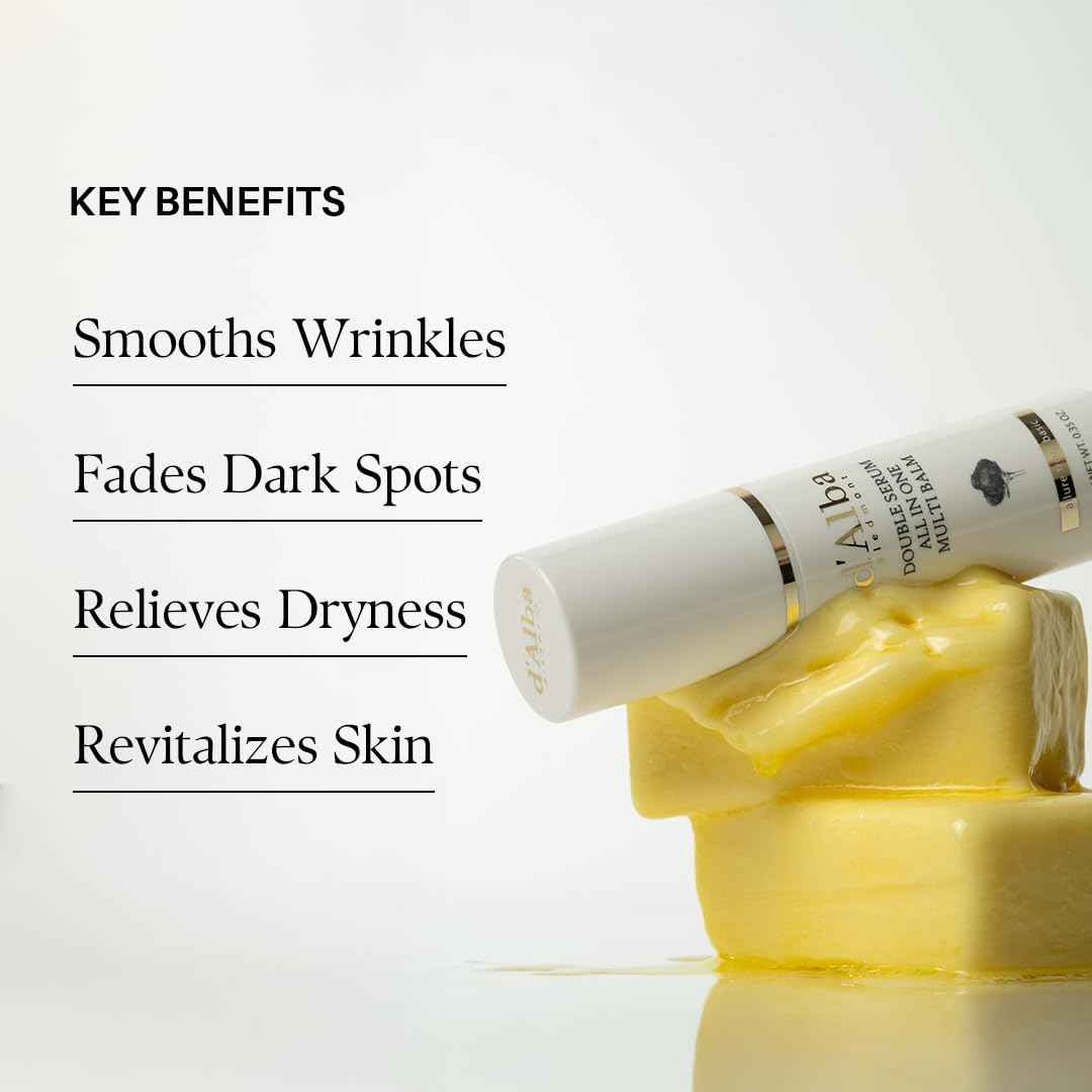 d'alba Piedmont Italian White Truffle Double Serum All-in-one Multi Balm, Vegan Skincare with Vitamin C and Vegan Collagen, 3-in-1 Anti Wrinkle, Eye Treatment, Dark Spot Remover
