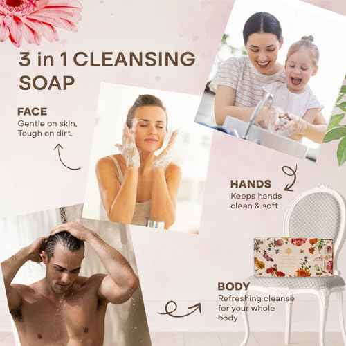 Wavertree & London Natural Soap Bars Gift Set (Set of 3), Assorted Floral Scented Bar Soap Gift Box for Women & Men, Moisturizing & Pure Triple Milled Luxury Bath Soap Bars enriched with Shea Butter