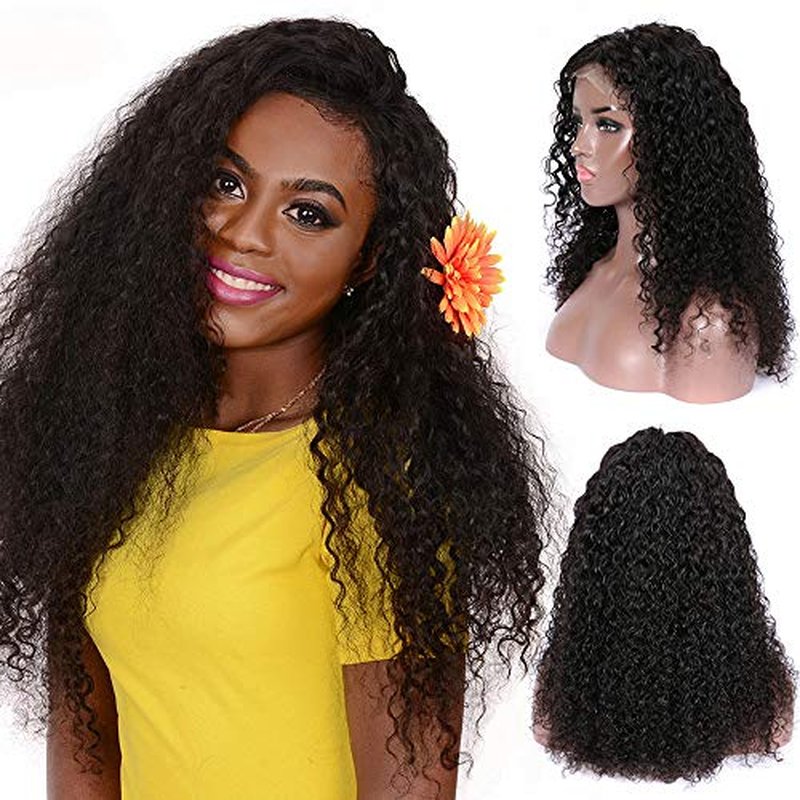 Curly Human Hair Lace Closure Wigs For Black Women Pre Plucked Wet and Wavy Lace Front Wigs Human Hair 4x4 Curly Closure Wigs (20, Natural color)