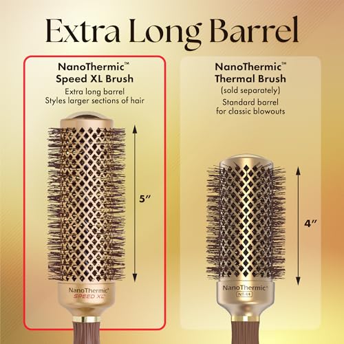 Olivia Garden NanoThermic Ceramic + Ion Speed XL Round Thermal Hair Brush - Not Electrical - Professional Blowout Brush for Normal to Thick Hair