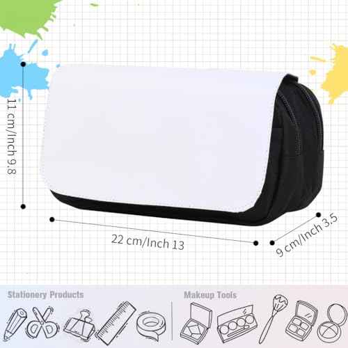 4 Pcs Blank Sublimation Pencil Case Cosmetic Bags Printable Multipurpose DIY Makeup Bags Toiletry Pouch with Removable Flap-Black