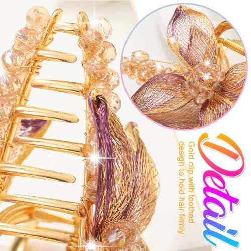 CAKURE Flower Claw Clip Sparkly Hair Claw Clip Fancy Hair Accessoreis for Women