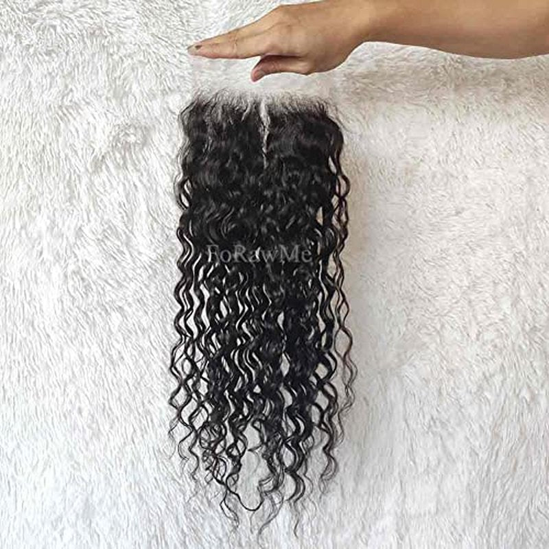 10A Unprocessed Brazilian Hair Transparent Swiss Lace Closure 6X6 20 Inch 1B Soft Remy Human Hair Water Wave Lace Closure With Pre Plucked