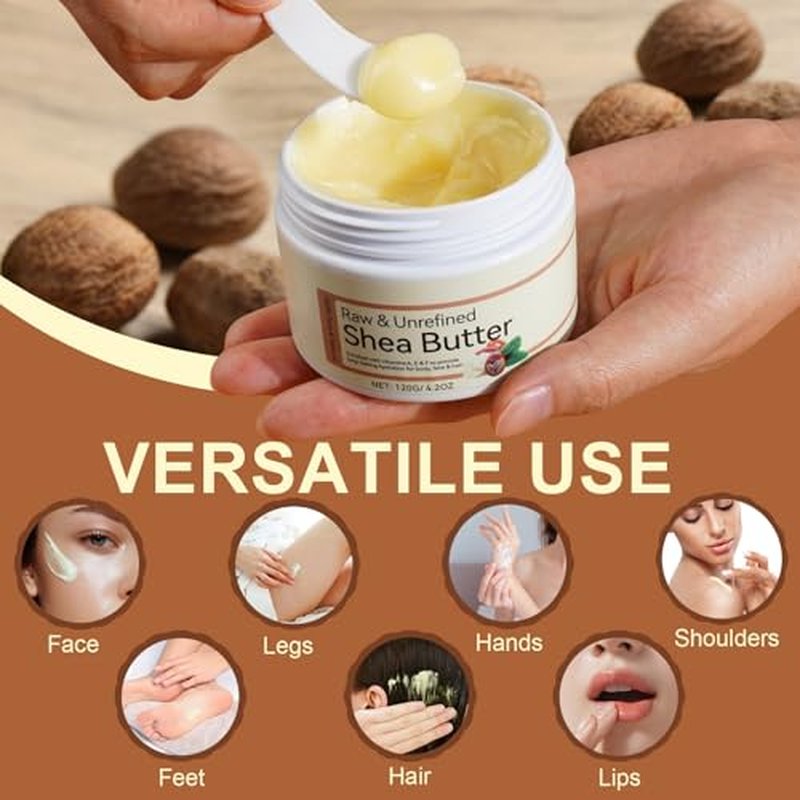 Shea Butter Raw Organic, Pure Shea Butter Unrefined for Skin and Hair Moisturizing - 100% Natural Vitamin A, E & F £¨120g£©