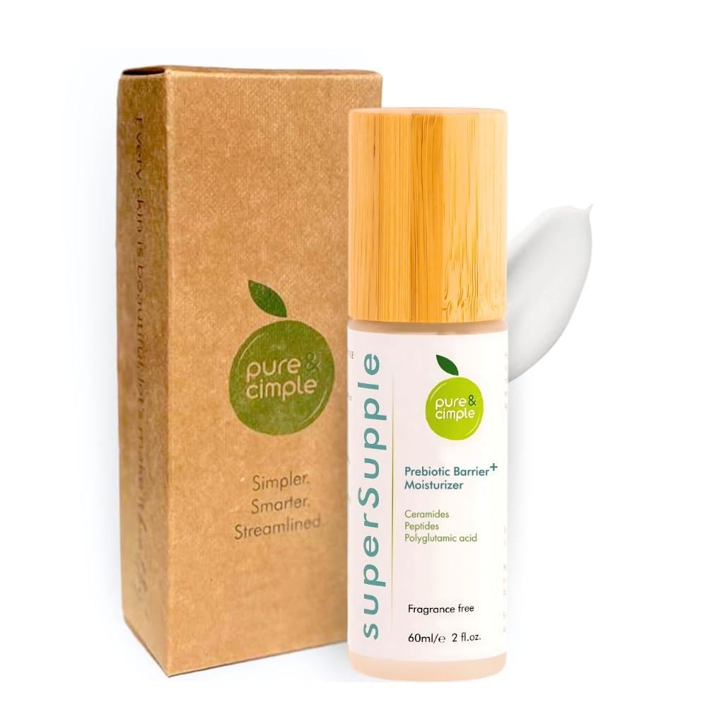Pure & Cimple superSupple Barrier Repair Moisturizer – Organic Ceramide & Peptide Face Cream for Dry, Sensitive Skin – Triple Lipid Complex – Hydrating, Fragrance-Free Daily Facial moisturizer – 60ml