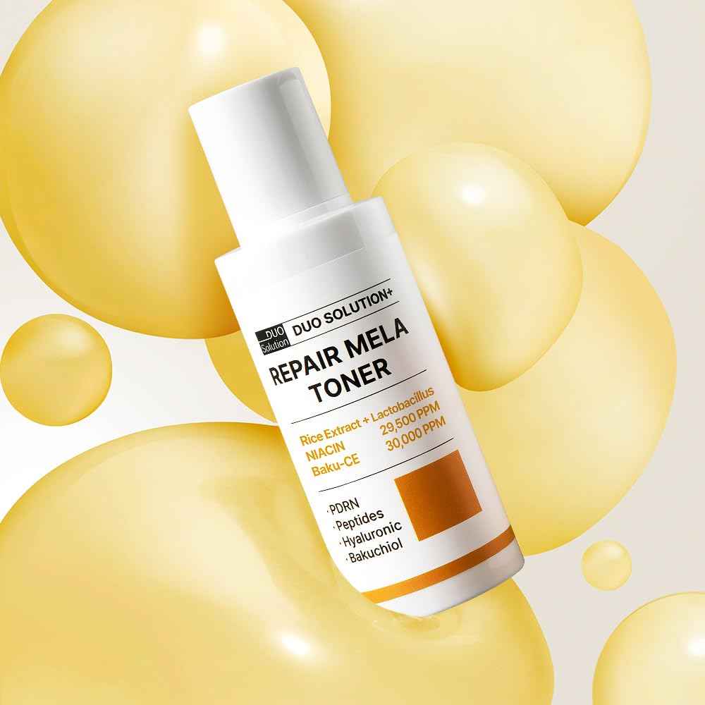 Niacinamade 29,500ppm + Baku-CE 3% Toner, Duo Solution Repair Mela Toner - Rice Extract+Lactobacillus, Niacinamade, Bakuchiol 30,000ppm, PDRN, Peptides, Hyaluronic