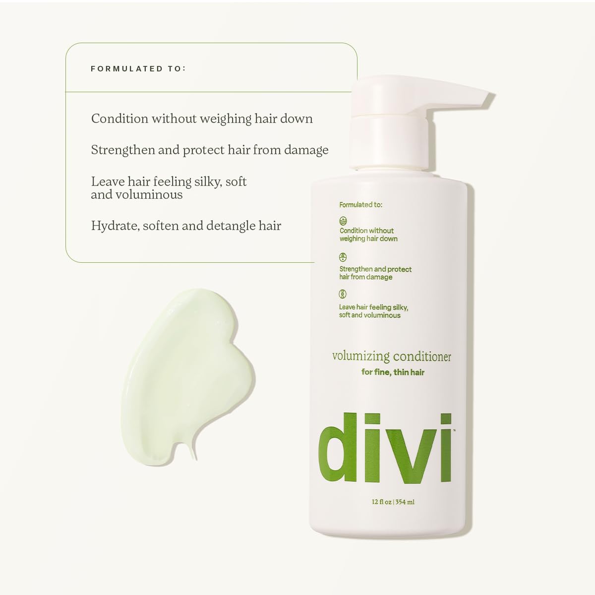 Divi Volumizing Conditioner for Women and Men - Lightweight Volume Conditioner for Fine Hair - Designed to Strengthen and Protect the Hair from Damage, 12 Fl Oz.