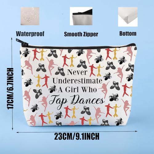 JYTAPP Tap Dance Lover Cosmetic Bag Never Underestimate A Girl Who Tap Dances Tap Dancer Gifts Tap Dance Dancing Gift