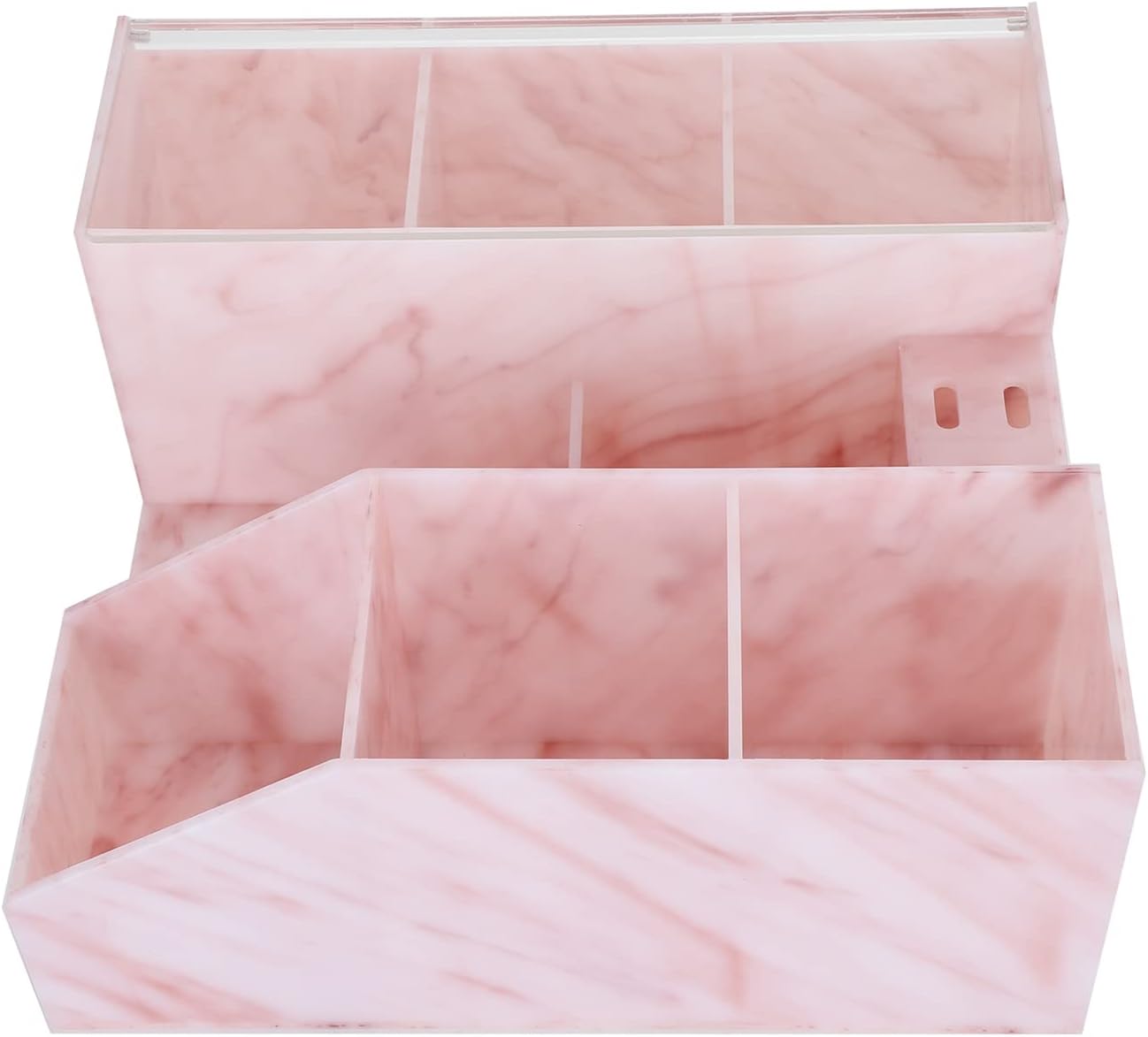 Acrylic Beauty Organizer - Eyelash Grafting Tool Storage with Tweezers Holder | Marble Pink Display Box