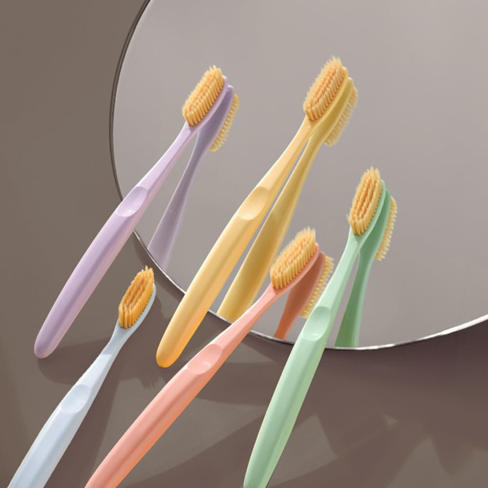 Mini Gold Toothbrush - Extra Soft Large Head with 3,200 Ultra-Fine Bristles | Ideal for Sensitive Gums | 10 Pack