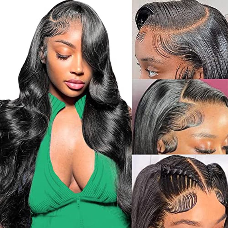 Glueless Wigs Human Hair Pre Plucked Human Hair Wigs for Black Women HD Body Wave Lace Front Wigs Human Hair 180 Density 13x6 Lace Front Wigs Human Hair Pre Plucked 10A long black wig 22 Inch