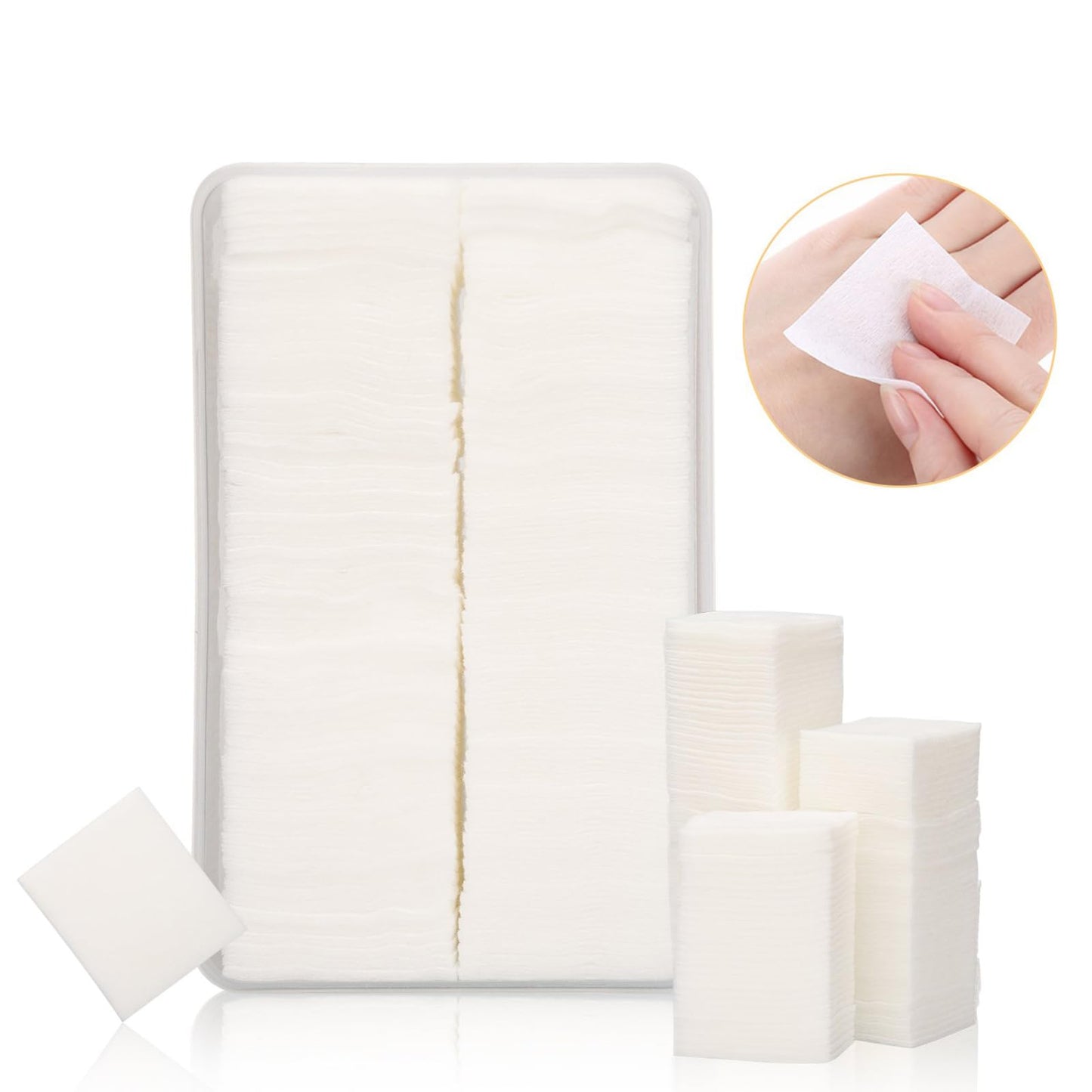 1000Pcs Ultra Thin Makeup Remover Cotton Pads for Facial and Eyes, Nail Wipes Nail Art Gel Polish Remover Pads, Square, Soft and Lint-Free
