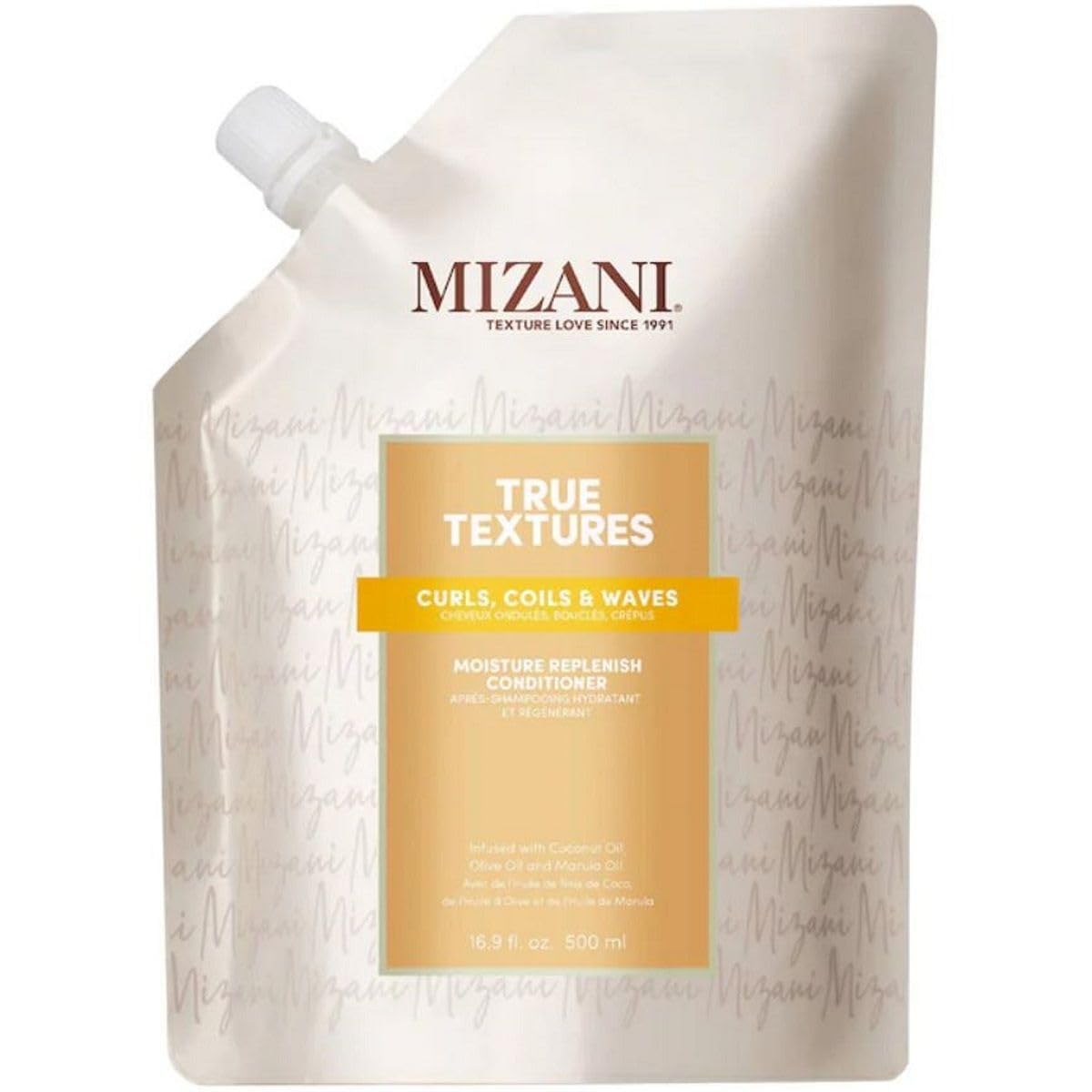 Mizani True Textures Moisture Replenish Conditioner - Deep Conditioner for Curly Hair with Coconut Oil & Olive Oil, Anti Frizz, Silicone-Free, Paraben Free, 16.9 Fl Oz